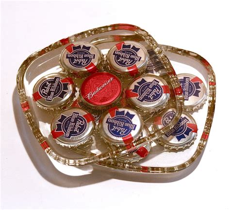 PBR Beer Bottle Cap Coasters Set of 4