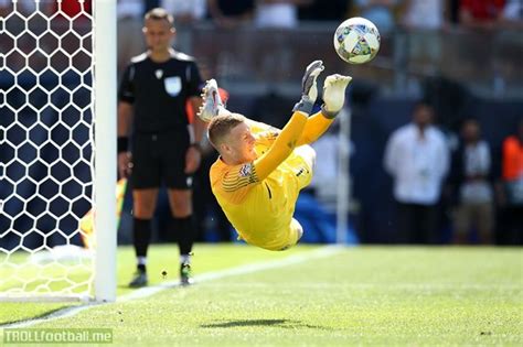 Jordan Pickford saves the decisive spot-kick as England beat Switzerland 6-5 on penalties to ...