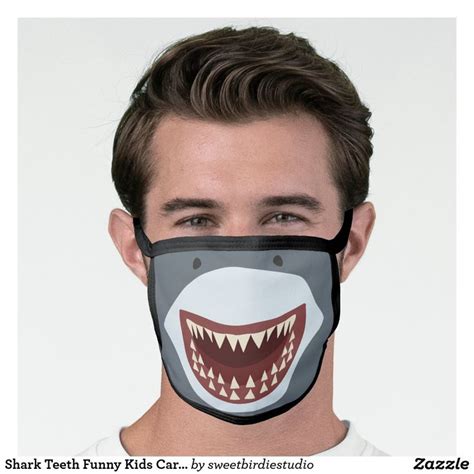 Shark Teeth Funny Kids Cartoon Smile Face Mask | Zazzle | Cartoon smile, Teeth humor, Smile face