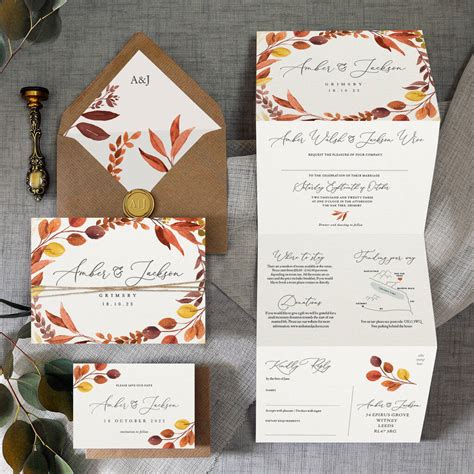 Autumn Wedding Invitations By Feel Good Wedding Invitations