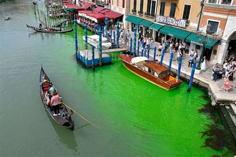 Mystery behind bright green water in Venice Canal solved, officials say ...