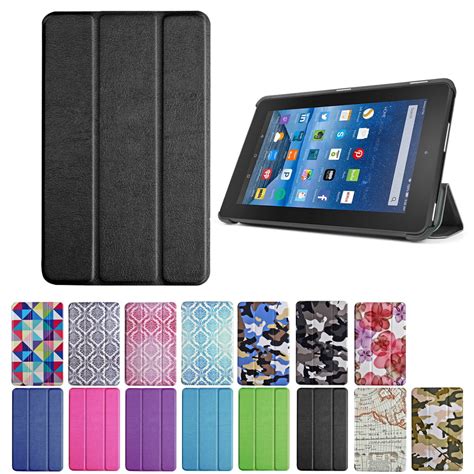 New Fire 7 Case (Square Multi Color) - Ultra Slim Lightweight Folding Folio Cover Stand with ...