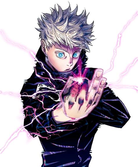 an anime character with blue eyes and blonde hair holding a purple object in his hand