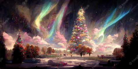 Premium Photo | Christmas tree landscape, merry christmas. digital ...