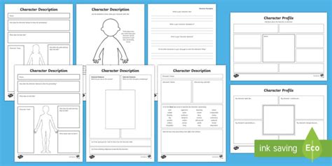 Character Description Template Activity Set (teacher made)