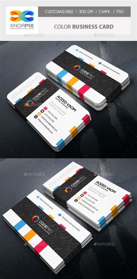 Color Business Card | Business cards creative, Business card inspiration, Business card template psd