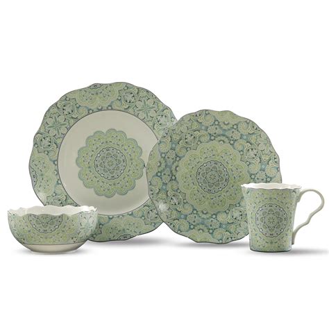 222 Fifth Lyria 16 Piece Dinnerware Set in Teal & Reviews | Wayfair