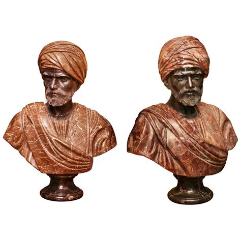 Busts Roman Set of Two Sculpture in Solid Marble at 1stDibs