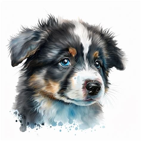 Premium AI Image | A watercolor painting of a dog with blue eyes.