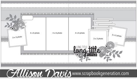 Two-page Scrapbook Sketch Designed by Allison Davis | Scrapbook sketches, Scrapbook page layouts ...