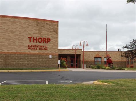 there is a building that has a sign in front of it and the name thorp on it