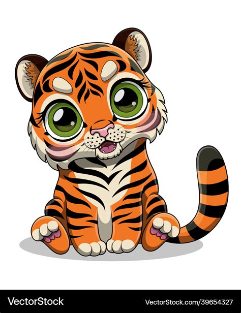 Tiger with big eyes Royalty Free Vector Image - VectorStock