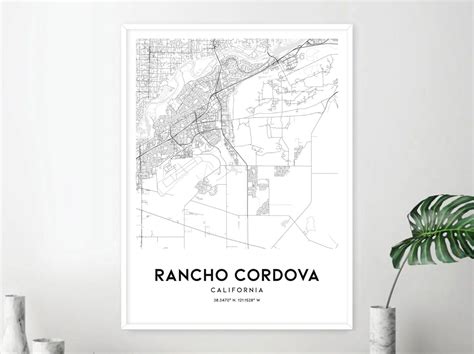 Rancho Cordova Map Print, Rancho Cordova Map Poster Wall Art, Ca City ...