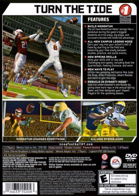 NCAA Football 07 (2006) PlayStation 2 box cover art - MobyGames