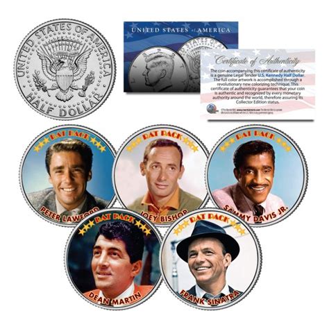 THE RAT PACK - Colorized JFK Kennedy Half Dollar U.S. 5-Coin Set - Sinatra - Dean Martin - Sammy ...