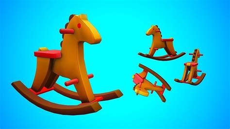 3D model ROCKING HORSE TOY WOOD CARTOON STYLIZED VR / AR / low-poly ...