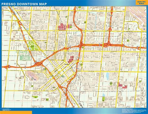 Fresno downtown wall map | Wall maps of countries of the World