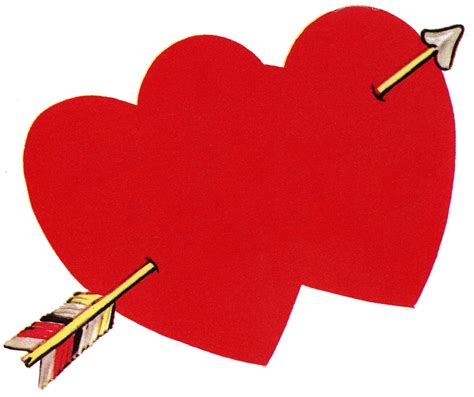 Retro Valentine Image - Double Heart with Arrow - The Graphics Fairy