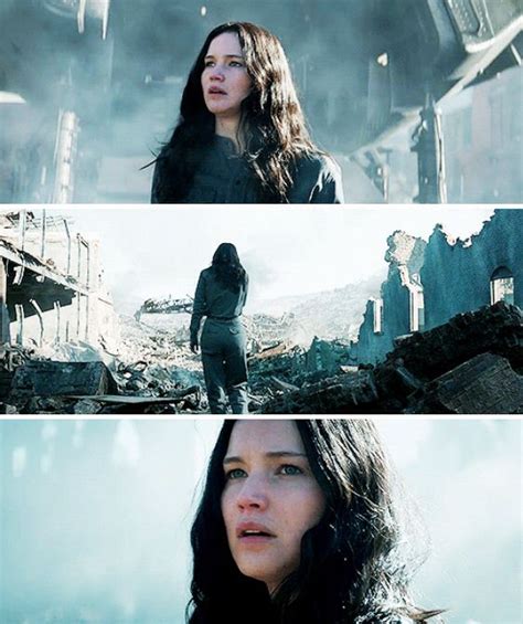 Mockingjay stills ... Katniss seeing the ruins | Hunger games, I volunteer as tribute, Mockingjay