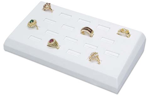 White Ring Tray Jewelry Display - Holds 18 Rings