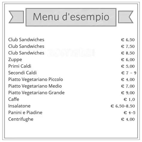 Menu at The Bar Milano, Milan, Via Agnello