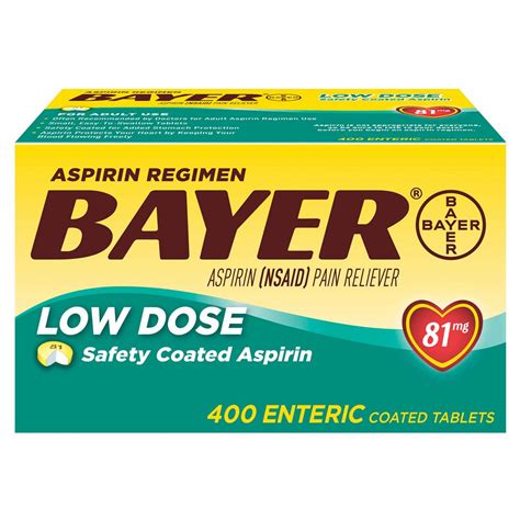 Bayer Aspirin Regimen Low Dose Pain Reliever Enteric Coated Tablets ...