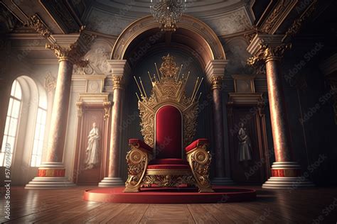 Royal Throne Room in red and gold color - Ai Generative Stock Illustration | Adobe Stock