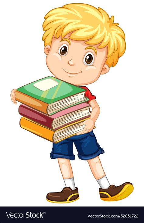 Boy holding book isolated Royalty Free Vector Image