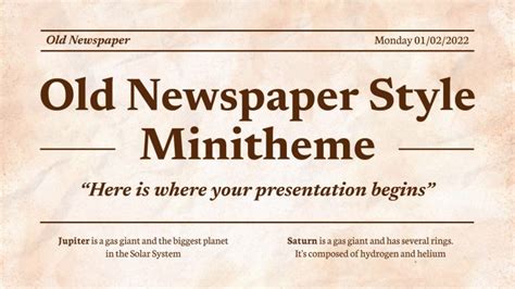 Old Newspaper Style Minitheme | Google Slides & PowerPoint