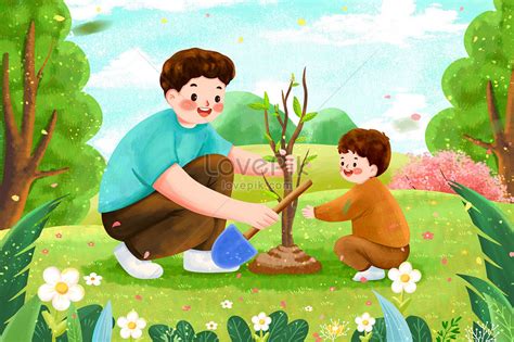 Gambar Ilustrasi Ayah Dan Anak Menanam Pohon Bersama Terbaik Unduh Gratis di Lovepik