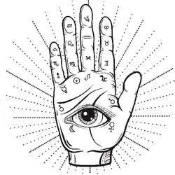 Fortune Teller Hand With Palmistry Diagram All Seeing Eye Sticker