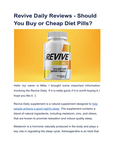 Revive Daily Reviews - Should You Buy or Cheap Diet Pills