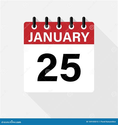 January - Calendar Icon. Calendar Icon with Shadow. Flat Style. Date ...