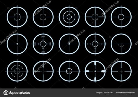 Target Crosshair Gun Sniper Sight Icons Cross Scope Rifle Army Stock ...