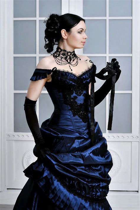 Deep Blue Victorian Gothic Bustle Dress Costume designer: Katherine ...