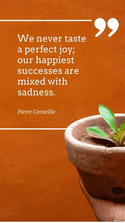 Pierre Corneille - We never taste a perfect joy; our happiest successes ...