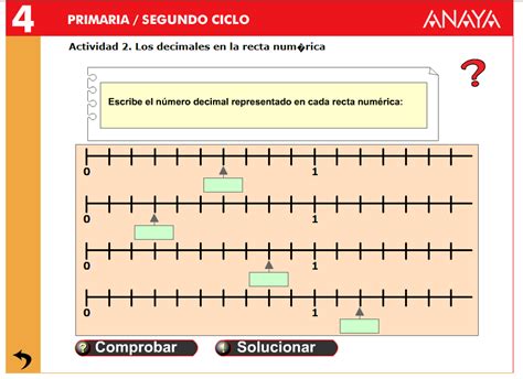 LA MINA .... 4º de PRIMARIA: LOS DECIMALES EN LA RECTA NUMÉRICA