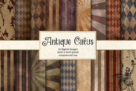 Antique Circus Digital Paper Backgrounds Vintage Victorian - Etsy