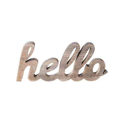 Hello Wood Sign Cut Letters Rustic Farmhouse Wall Hanging Gallery Decor | Timeyard