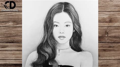 How to draw a cute girl " Jennie blackpink"// step by step pencil ...