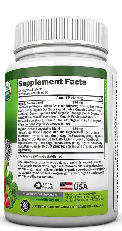 Organic Super Greens Capsules - Fruit And Vegetable Supplements ...