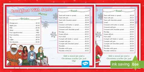 Breakfast with Santa Menu