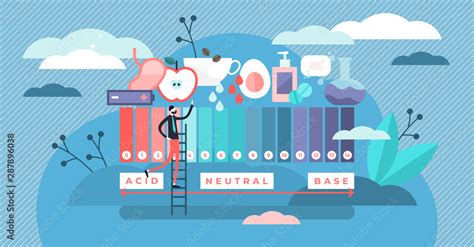 Ph scale vector illustration. Flat tiny acid, neutral, base persons concept Stock Vector | Adobe ...