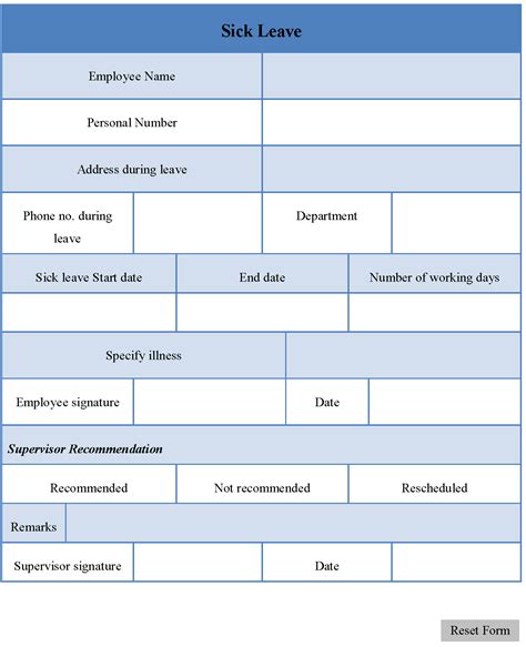 Sick Leave Form - Editable Forms