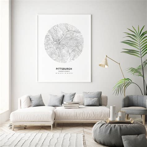 Pittsburgh Map Print Pennsylvania Map Art Poster City Street - Etsy