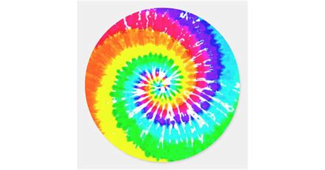 Tie Dye Rainbow Swirl Neon Rainbow Colors Pattern Classic Round Sticker | Zazzle