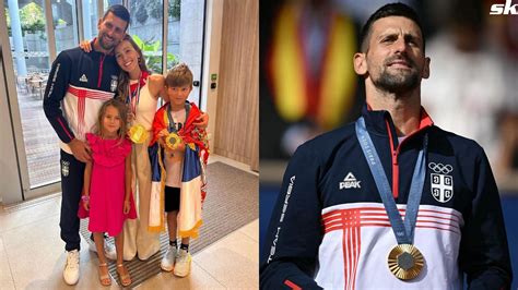 PICTURE: Novak Djokovic, wife Jelena, son Stefan & daughter Tara pose with Serb's Olympic gold ...