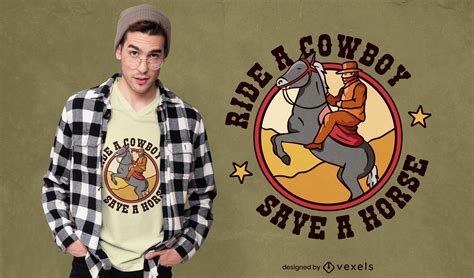 Funny Ride A Cowboy T-shirt Design Vector Download