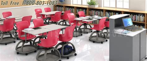 Classroom Desk Wheels Rolling Student School Furniture Shelf Swivel Seating