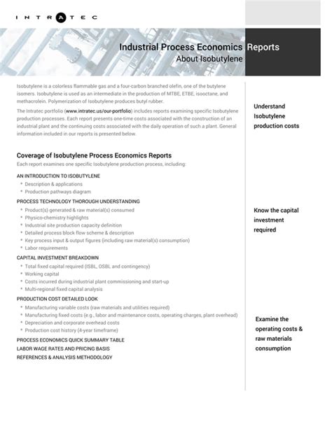 Economics of Isobutylene Production Processes | PDF